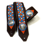 OOAK Vintage Textile Ribbon Blue and Orange Guitar Strap