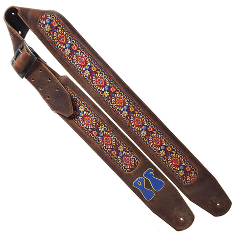 Vintage Jacquard & Initials Custom Guitar Strap