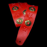 Limited Edition Red Leather, Gold Concho Guitar Strap