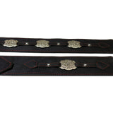 Red Top- Stitched Filigree Concho Guitar Strap