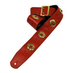 Limited Edition Red Leather, Gold Concho Guitar Strap