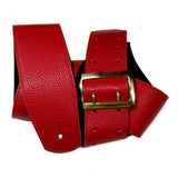 PS Red Chap Leather, Suede Backed Guitar Strap 44" to 52"