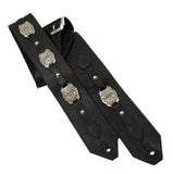 Red Top- Stitched Filigree Concho Guitar Strap