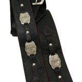 Red Top- Stitched Filigree Concho Guitar Strap