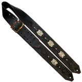Red Top- Stitched Filigree Concho Guitar Strap