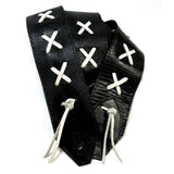 PS Black Reptile Leather White Laced X Guitar Strap R