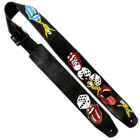OOAK Rolling Stones Tumbling Dice Voodoo Guitar Strap 47"-55"
