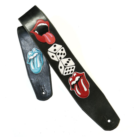 OOAK Rolling Stones Tumbling Dice Guitar Strap 44-55 inches