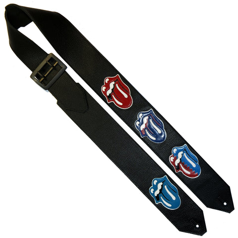 OOAK Limited Edition Stones Lips Leather Guitar Strap #1