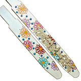 Sabrina Lentini Flowered Leather Guitar Strap with name and turquoise embellishments.