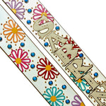 Sabrina Lentini Flowered Leather Guitar Strap with name and turquoise embellishments.