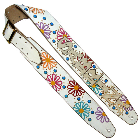 Sabrina Lentini Flowered Leather Guitar Strap