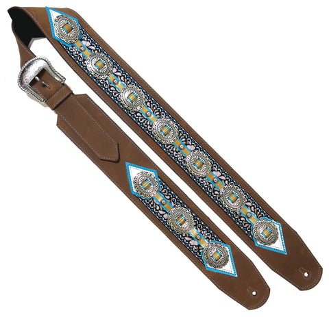 OOAK Vintage Textile Ribbon and Concho Guitar Strap