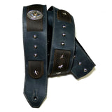 PS OOAK Blue & Brown Slip-Strap Guitar Strap-Stars-*S