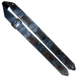 PS OOAK Blue & Brown Slip-Strap Guitar Strap Domes-*L
