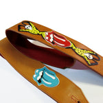 OOAK Stones Voodoo Lounge Gold Leather Guitar Strap