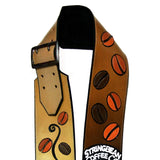 All leather custom guitar strap with logo and name, luxury guitar straps.