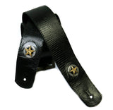PS Thin Black Reptile Leather Guitar Strap Texas Star RSL