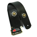 PS Thin Black Reptile Leather Guitar Strap Texas Star RSL