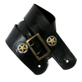 PS Thin Black Reptile Leather Guitar Strap Texas Star RSL