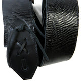 Thin Black Reptile Leather Guitar Strap Tassle Tip R+43-51