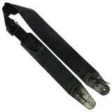 Wide Black Reptile Leather Guitar Strap Tassle Tip-Standard length