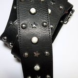 OOAK Howlite Cabochon and Silver Studded Guitar Strap-44-52 inches