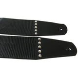 PS Wide Black Reptile Leather Guitar Strap with Silver Hardware-R+-44" to 51"