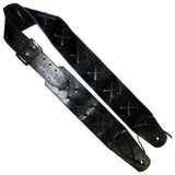 OOAK Wide Black Reptile X Leather Guitar Strap