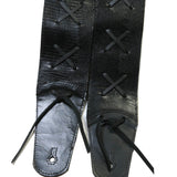 OOAK Wide Black Reptile X Leather Guitar Strap