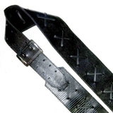 OOAK Wide Black Reptile X Leather Guitar Strap