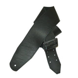 Extra Wide Black Leather Guitar Strap