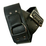 Black leather D-Ring Guitar Strap