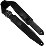 Black Leather Guitar Strap with D Bar Hardware