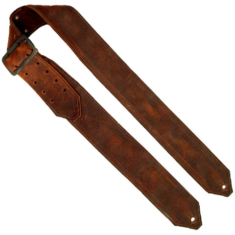 Wide Brown Leather Guitar Strap