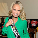 Kristin Chenweth with her Jeri Hart custom guitar strap with Piano Keys, flowers and Swarovski Crystals.