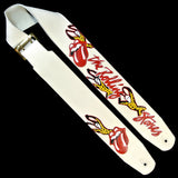 OOAK Rolling Stones White Voodoo Guitar Strap
