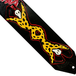 Close up of Rolling Stones Custom Leather Guitar Strap